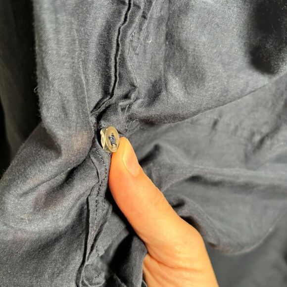 Equipment Femme Blue Button Up Top Cotton Silk Womens L Slouchy Beach Oversized - Picture 5 of 9